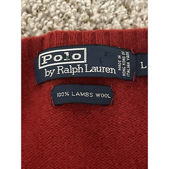 Vintage Polo Ralph Lauren Sweater Vest Adult XL Red 100% Lambs Wool Men’s - Picture 4 of 7